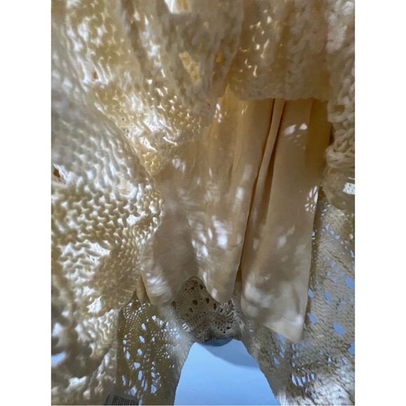 Free People Butter Yellow Elton Mini Dress Crochet Size XL - Picture 6 of 12